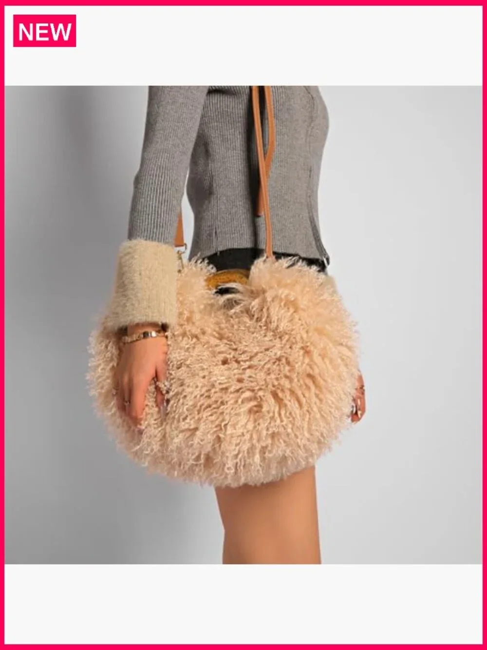 Faux Fur Crossbody Hobo Bag Fluffy Shaggy Shoulder Purse Women